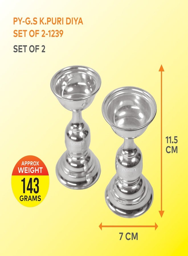 POSHIFY German Silver Big Diya Set of 2,Pooja, Home Decor, Meditation, Silverware, Diwali Decorations, Diwali Gift, Wedding, Pooja Samagri, Room Decor, Luxurious Diya Set_Pack of 2 - Image 2